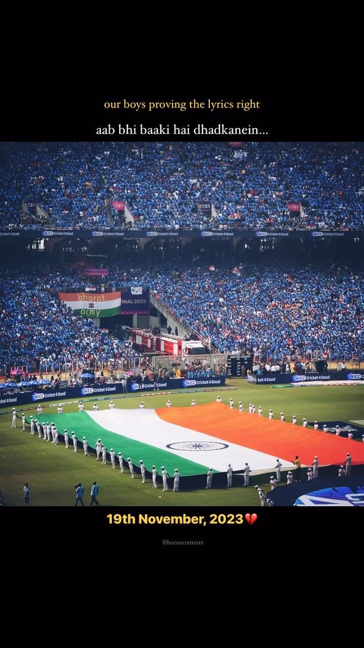 This video is very special to me, and I can't quite express how much it means to me. 🥹🥹
Watching the live finals of India vs Australia was heartbreaking, but this team is all about making a comeback. ✌️🏟️
The boys truly deserve it all. 🇮🇳❤️
(indian cricket team, t20 finals, t20 2024, men’s cricket, cricket team, Indian players, ind vs Aus, 19th November, finals, narendra Modi stadium, explore page, for you page, cricket lovers, cricket edits, t20 edits, explore more, reel it feel it, Instagram, trending, relatable reels, quotes, tweets, aesthetics)
#t20worldcup #indiancricketteam #cricketlover #t20finals #cricketedits #trending #explorepageready #relatablereels #relatablequotes #aestheticreels #aestheticedits #reelitfeelit🧚🏼♀️ #foryoupage💙 #indvsaus #19nov #meninblue